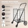 imageSereneLife Small Compact Folding Shopping Cart with Removable Waterproof Liner  360 Swivel Wheels RustProof Steel Frame 70lb Capacity  Portable Grocery Laundry ampamp Travel Cart BlueBlack