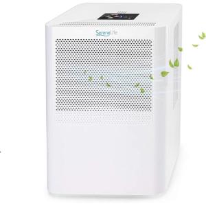 imageSereneLife Portable Electric Home Mini Dehumidifier  322 Square Feet Quiet Compact Small Dehumidifiers for Home Closet Basement w 3L Water Tank Capacity Removes Moisture PDUMID95
