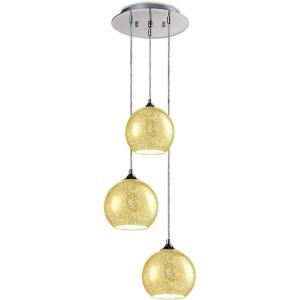 imageSereneLife Home Lighting Fixture  Triple Pendant Hanging Lamp Ceiling Light with 3 71 Circular Sphere Shaped Dome Globes Sculpted Glass Accent Adjustable Length and Screwin Bulb Socket SLLMP34