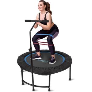 imageSereneLife Trampoline 40quot  InHome Cardio Fitness Rebounder with Adjustable TBar Handle Silent Heavy Duty Bungee Rebounder for Adults