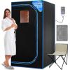 imageSereneLife Portable Sauna Box for Home Infrared Sauna Tent with Heated Foot Pad and Folding Chair Remote Control InHome Spa 35quot x 71quot  inch Black71x35