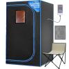 imageSereneLife Portable Sauna Box for Home Infrared Sauna Tent with Heated Foot Pad and Folding Chair Remote Control InHome Spa 35quot x 71quot  inch Black71x35