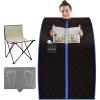 imageSereneLife Portable Sauna Box for Home Infrared Sauna Tent with Heated Foot Pad and Folding Chair Remote Control InHome Spa 38quot x 32Black  Updated