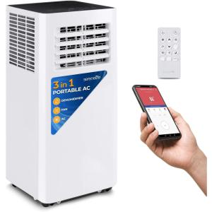 imageSereneLife Small Air Conditioner Portable 10000 BTU with Builtin Dehumidifier  Portable AC unit for rooms up to 450 sq ft  WiFi app  Remote Control Window Mount Exhaust Kit10 000 BTU  WiFi