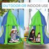 imageSereneLife 40quot Kids Hanging Tent Swing Outdoor Saucer Swing with Hang Kit and Swinging Swivel Spinner Green