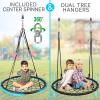 imageSereneLife Spider Web Tree Saucer Swing  Netted Webbed Seat for Grip and Comfort  Hanging Tree Circular Flying Saucer with Ropes and Straps  Safe Durable Max Weight 600lbs
