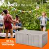 image120Gallon Deck Storage Box  Waterproof Outdoor Large ResinGarden Tools Patio Furniture ampamp Sports Equipment Waterresistant Weatherproof Lock Included SLSTBX60