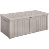 image120Gallon Deck Storage Box  Waterproof Outdoor Large ResinGarden Tools Patio Furniture ampamp Sports Equipment Waterresistant Weatherproof Lock Included SLSTBX60