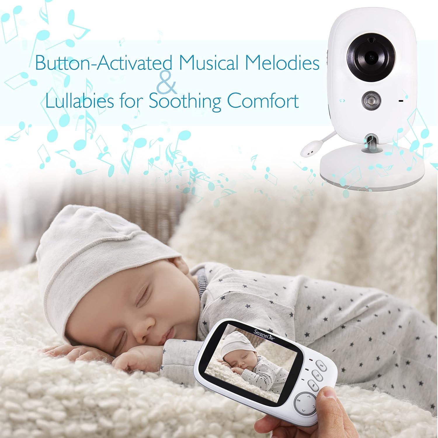 imageindoor Video Baby Monitor Long Range Upgraded 850 Wireless Range Night Vision Temperature Monitoring and Portable 2 Color Screen Serenelife USA SLBCAM20 1080pLarge Screen