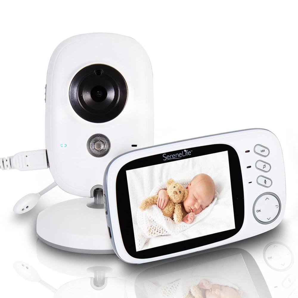 imageindoor Video Baby Monitor Long Range Upgraded 850 Wireless Range Night Vision Temperature Monitoring and Portable 2 Color Screen Serenelife USA SLBCAM20 1080pLarge Screen