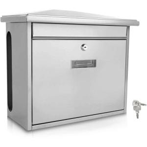 image:imageSerenelife Modern Wall Mount Lockable Mailbox Commercial Rural Home Decorative amp Office Business Parcel Box Packages Drop Slot Secure Lock SLMAB08 Metallic Gray