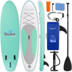 image:imageSereneLife Inflatable Stand Up Paddle Board with Premium SUP Accessories  Wide Stable Design with NonSlip EVA Deck PadGreen