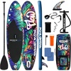 image:imageSereneLife Inflatable Stand Up Paddle Board with Premium SUP Accessories  Wide Stable Design with NonSlip EVA Deck Pad for Adults and Youth of All Skill Levels 350 lbs CapacityMulticolor Updated Version