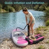 image:imageSereneLife 106 Inflatable Stand Up Paddle Board with Premium SUP Accessories  32 Wide Stable Design with NonSlip EVA Deck Pad for Youth and Adults 350 lbs CapacityPink