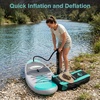 image:imageSereneLife 106 Inflatable Stand Up Paddle Board with Premium SUP Accessories  32 Wide Stable Design with NonSlip EVA Deck Pad for Youth and Adults 350 lbs CapacityAqua