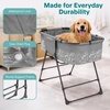 image:imageSereneLife Foldable Dog Bath Tub with Adjustable Height 360 Access Drain Hose amp Storage Pockets  130 lb Capacity Grooming Station for IndoorOutdoor Use BeigeGray