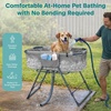 image:imageSereneLife Foldable Dog Bath Tub with Adjustable Height 360 Access Drain Hose amp Storage Pockets  130 lb Capacity Grooming Station for IndoorOutdoor Use BeigeGray