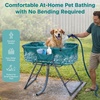 image:imageSereneLife Foldable Dog Bath Tub with Adjustable Height 360 Access Drain Hose amp Storage Pockets  130 lb Capacity Grooming Station for IndoorOutdoor Use BeigeBlue