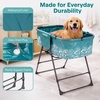 image:imageSereneLife Foldable Dog Bath Tub with Adjustable Height 360 Access Drain Hose amp Storage Pockets  130 lb Capacity Grooming Station for IndoorOutdoor Use BeigeBlue