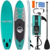 image:imageSereneLife 106 Inflatable Stand Up Paddle Board with Premium SUP Accessories  32 Wide Stable Design with NonSlip EVA Deck Pad for Youth and Adults 350 lbs CapacityAqua