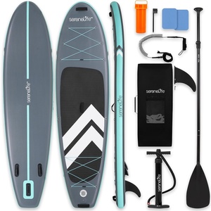 image:imageSereneLife 10 Inflatable Stand Up Paddle Board with Premium SUP Accessories  Wide Stable Design with NonSlip EVA Deck Pad for Youth and Adults 350 lbs CapacityModern Grey