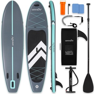 image:imageSereneLife 106 Inflatable Stand Up Paddle Board with Premium SUP Accessories  32 Wide Stable Design with NonSlip EVA Deck Pad for Youth and Adults 350 lbs CapacityWhite