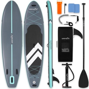 image:imageSereneLife 106 Inflatable Stand Up Paddle Board with Premium SUP Accessories  32 Wide Stable Design with NonSlip EVA Deck Pad for Youth and Adults 350 lbs CapacityBlack