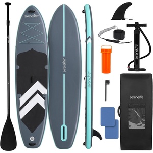 image:imageSereneLife XL Inflatable Stand Up Paddle Board  ExtraWide Pet amp FamilyFriendly SUP for Adults Kids amp Pets  NonSlip Deck Stable Design Premium Accessories  350440485 lbs CapacityFamily Modern Grey