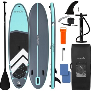 image:imageSereneLife XL Inflatable Stand Up Paddle Board  ExtraWide Pet amp FamilyFriendly SUP for Adults Kids amp Pets  NonSlip Deck Stable Design Premium Accessories  350440485 lbs CapacityFamily Grey