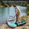 image:imageSereneLife 106 Inflatable Stand Up Paddle Board with Premium SUP Accessories  Wide Stable Design with NonSlip EVA Deck Pad for Youth and Adults 350 lbs CapacityTurquoise
