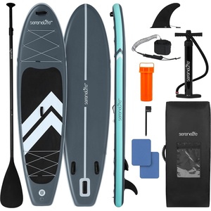 image:imageSereneLife 106 Inflatable Stand Up Paddle Board with Premium SUP Accessories  Wide Stable Design with NonSlip EVA Deck Pad for Youth and Adults 350 lbs CapacityStorm Gray