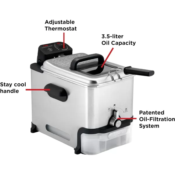 T-fal 3.5L Deep Fryer with Basket, 1700W, Oil Filtration, Temp Control, Digital Timer, Dishwasher Safe Parts