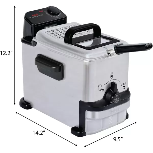 T-fal 3.5L Deep Fryer with Basket, 1700W, Oil Filtration, Temp Control, Digital Timer, Dishwasher Safe Parts