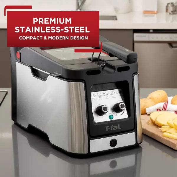 T-fal 3.5L Deep Fryer with Basket, 1700W, Oil Filtration, Temp Control, Digital Timer, Dishwasher Safe Parts