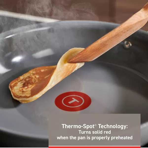 T-fal Ceramic Excellence Reserve Ceramic Nonstick Cookware Set 10 Piece Induction Oven Broiler Safe 500F Pots and Pans Grey