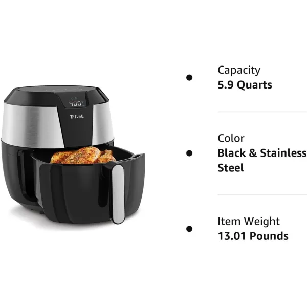 T-fal Easy Fry XXL Air Fryer &amp; Grill Combo with One-Touch Screen, 8 Preset Programs, 5.9 quarts, Black &amp; Stainless Steel