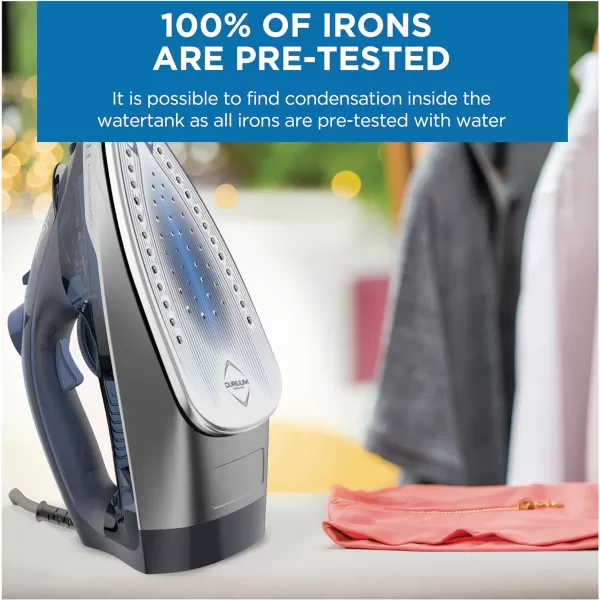 T-fal Ecomaster Ceramic Soleplate Steam Iron for Clothes Eco-Friendly with Steam Trigger 1400 Watts Ironing, Programmable Steaming FV1742U0, Blue