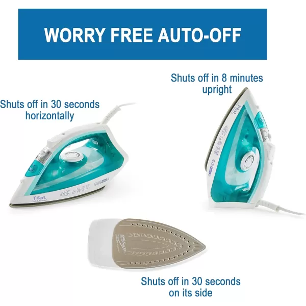 T-fal Ecomaster Ceramic Soleplate Steam Iron for Clothes Eco-Friendly with Steam Trigger 1400 Watts Ironing, Programmable Steaming FV1742U0, Blue