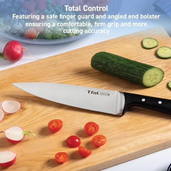 T-fal Ice Force Stainless Steel Bread Knife, 8 Inch, Long Lasting Sharpness, High Cutting Precision, German Stainless Steel, Kitchen Knife, Cook Tool, Kitchen Tool, Black