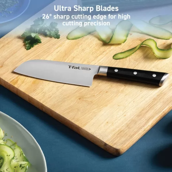 T-fal Ice Force Stainless Steel Bread Knife, 8 Inch, Long Lasting Sharpness, High Cutting Precision, German Stainless Steel, Kitchen Knife, Cook Tool, Kitchen Tool, Black