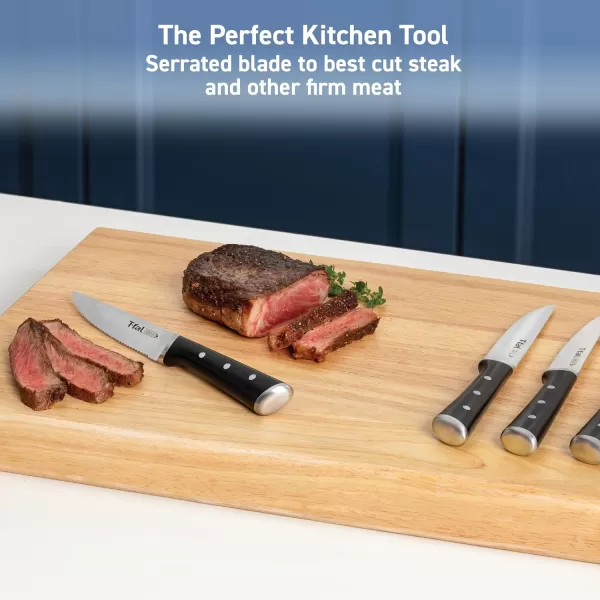 T-fal Ice Force Stainless Steel Bread Knife, 8 Inch, Long Lasting Sharpness, High Cutting Precision, German Stainless Steel, Kitchen Knife, Cook Tool, Kitchen Tool, Black