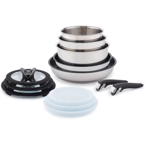 T-fal Ingenio Nonstick Cookware Set 14 Piece, Induction, Oven Broiler Safe 500F, Cookware, Pots and Pans, RV, Camping, Oven, Broil, Dishwasher Safe, Detachable Handle, Cherry Red