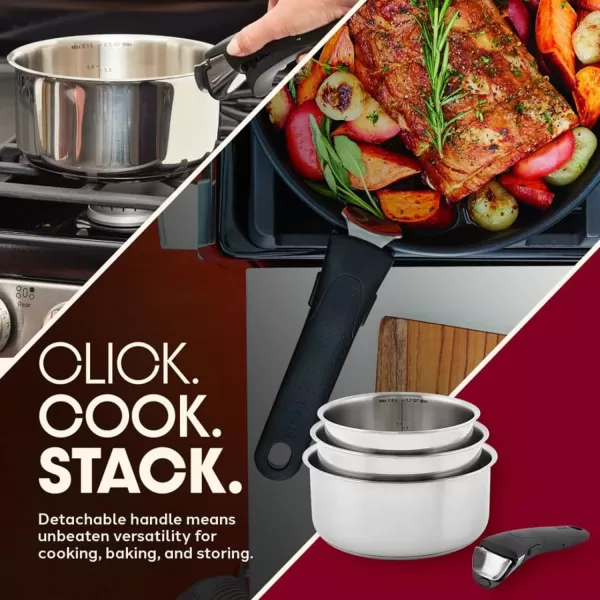 T-fal Ingenio Nonstick Cookware Set 14 Piece, Induction, Oven Broiler Safe 500F, Cookware, Pots and Pans, RV, Camping, Oven, Broil, Dishwasher Safe, Detachable Handle, Cherry Red