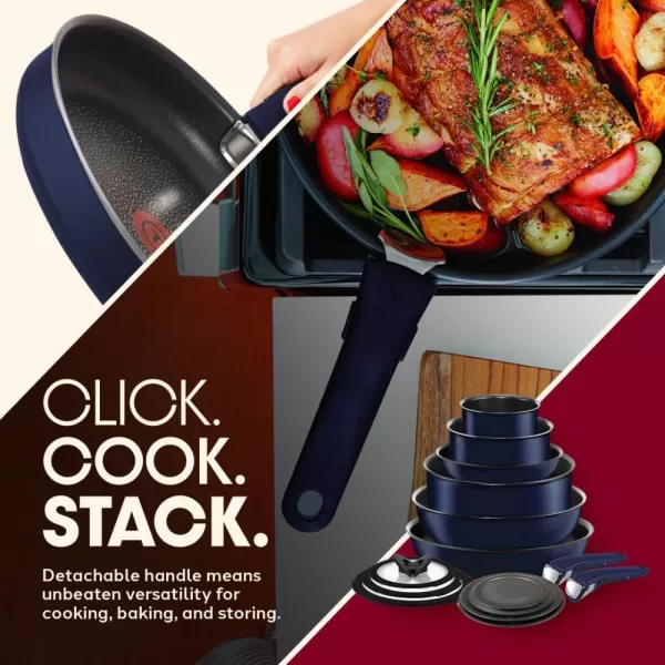 T-fal Ingenio Nonstick Cookware Set 14 Piece, Induction, Oven Broiler Safe 500F, Cookware, Pots and Pans, RV, Camping, Oven, Broil, Dishwasher Safe, Detachable Handle, Cherry Red