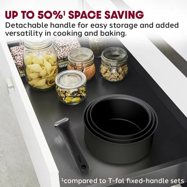 T-fal Ingenio Nonstick Cookware Set 14 Piece, Induction, Oven Broiler Safe 500F, Cookware, Pots and Pans, RV, Camping, Oven, Broil, Dishwasher Safe, Detachable Handle, Cherry Red