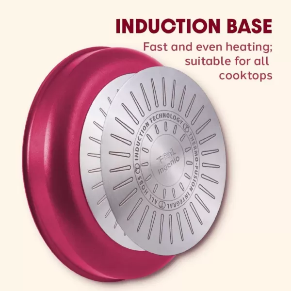 T-fal Ingenio Nonstick Cookware Set 14 Piece, Induction, Oven Broiler Safe 500F, Cookware, Pots and Pans, RV, Camping, Oven, Broil, Dishwasher Safe, Detachable Handle, Cherry Red