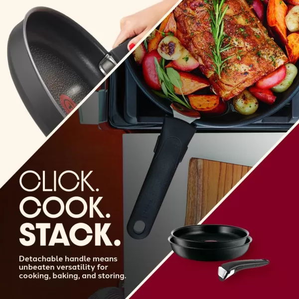 T-fal Ingenio Nonstick Cookware Set 14 Piece, Induction, Oven Broiler Safe 500F, Cookware, Pots and Pans, RV, Camping, Oven, Broil, Dishwasher Safe, Detachable Handle, Cherry Red