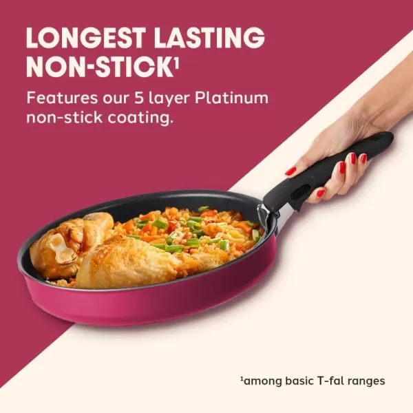 T-fal Ingenio Nonstick Cookware Set 14 Piece, Induction, Oven Broiler Safe 500F, Cookware, Pots and Pans, RV, Camping, Oven, Broil, Dishwasher Safe, Detachable Handle, Cherry Red