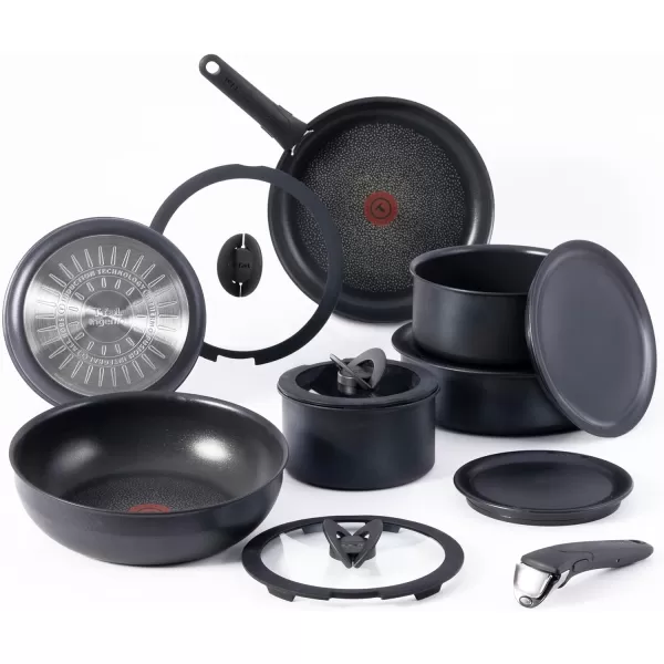T-fal Ingenio Nonstick Cookware Set 14 Piece, Induction, Oven Broiler Safe 500F, Cookware, Pots and Pans, RV, Camping, Oven, Broil, Dishwasher Safe, Detachable Handle, Cherry Red