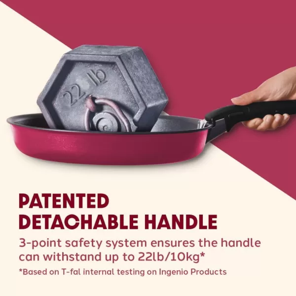 T-fal Ingenio Nonstick Cookware Set 14 Piece, Induction, Oven Broiler Safe 500F, Cookware, Pots and Pans, RV, Camping, Oven, Broil, Dishwasher Safe, Detachable Handle, Cherry Red